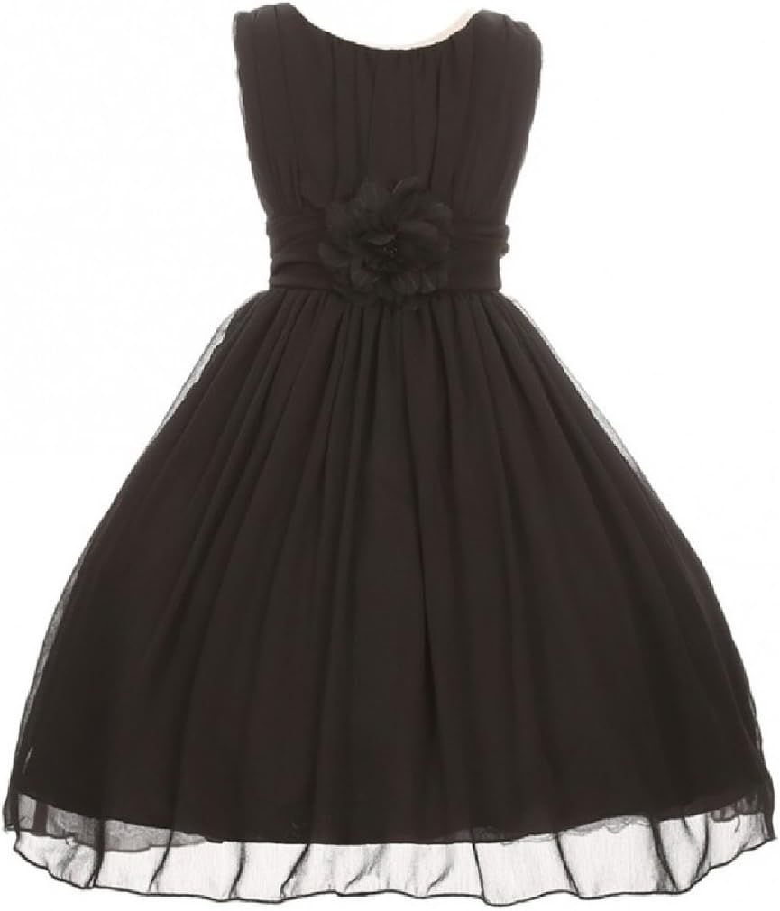 Little Girls Elegant Yoryu Wrinkled Chiffon Summer Flowers Girls Dresses