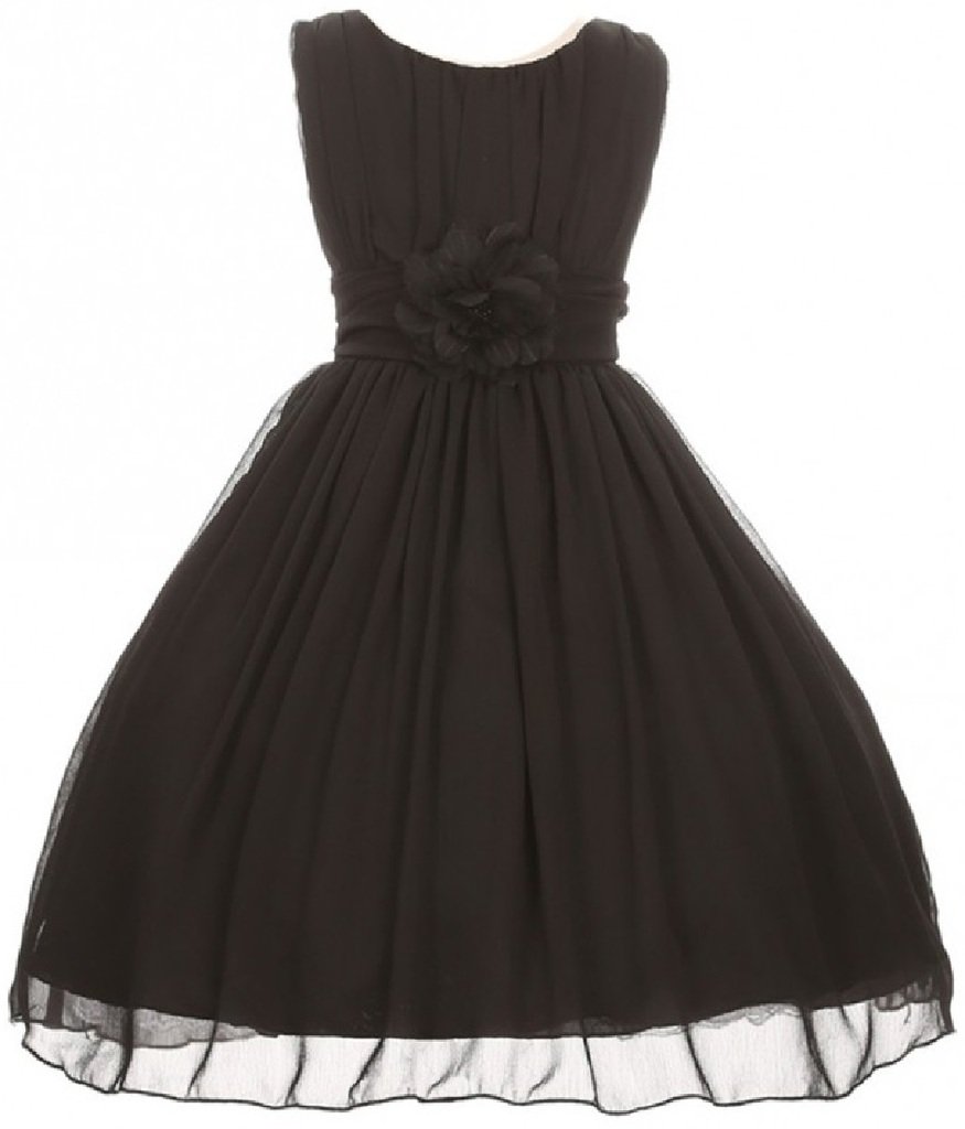 Little Girls Elegant Yoryu Wrinkled Chiffon Summer Flowers Girls Dresses