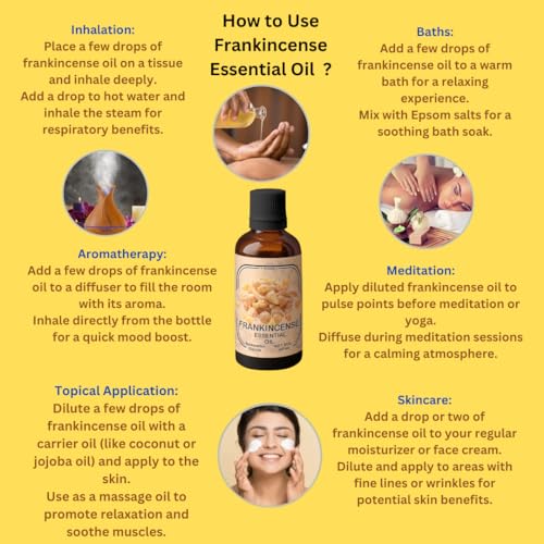 Image of Heilen Biopharm Food Grade Edible Frankincense Essential Oil - 50 mL Bottle Pack of 1, For Health Hairs & Skin Care Aromatherapy
