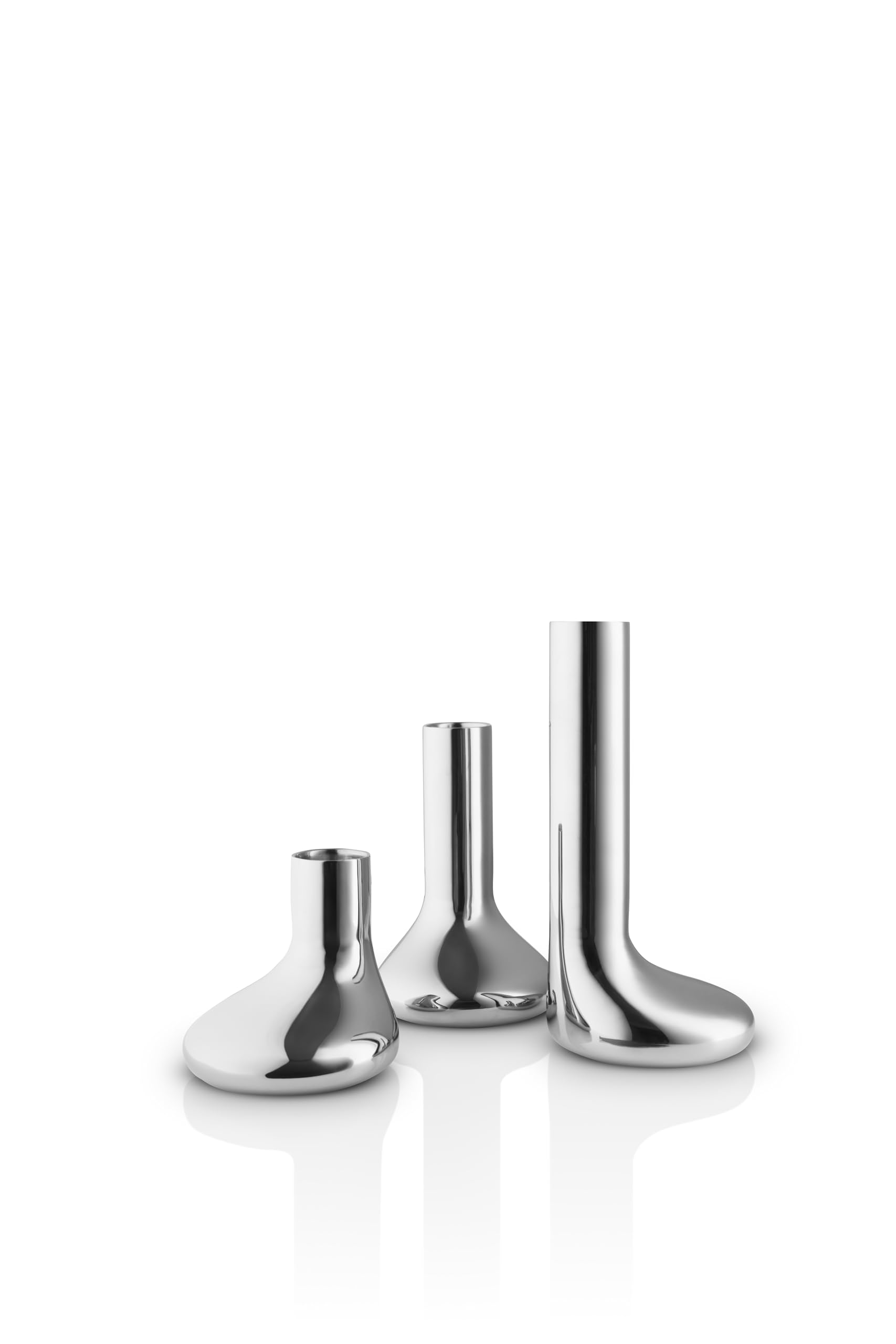 EVA SOLO | Mellow Kerzenhalter-Set 3 St. (8, 12, 16 cm) Edelstahl | Kleiner Kerzenständer, Glänzende Oberfläche, Entspanntes Licht | für Echte oder batteriebetriebene Kerzen | Dänisches Design | Steel