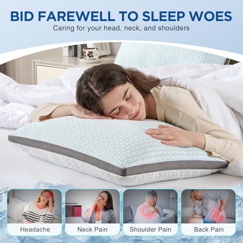 Baskbed Cooling Pillows King Size Set of 2 Shredded Memory Foam - image 5
