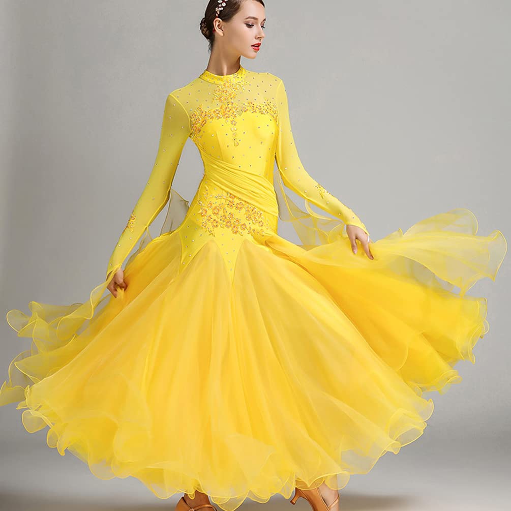 Abiti da Ballo Standard Nazionali per Donne Moderno Competizione Vestito Sala da Ballo Gonna Elastica Prestazioni del Valzer Tango Costumi Grande Swing Tulle