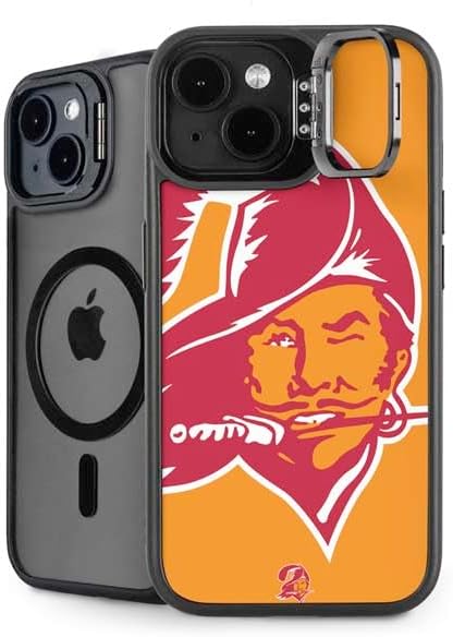 Skinit Kickstand Phone Case Compatible with iPhone 15 - Officially Licensed NFL Tampa Bay Buccaneers Retro Logo Design