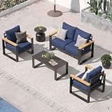 Sundale Outdoor Aluminum Patio Furniture Set, 4 Piece Conversation Sets