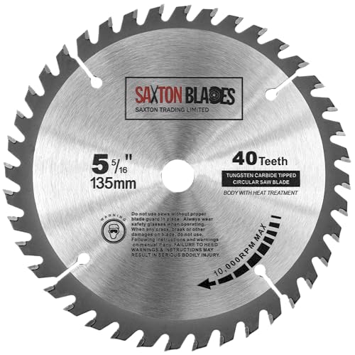 TCT13540T Saxton TCT Circular Wood Saw Blade 135mm x 12.7mm bore x 40T for Bosch Makita Dewalt