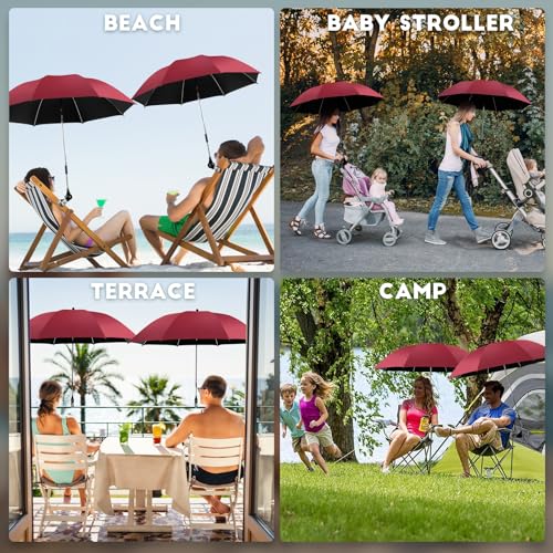 NBtoUS 2-Piece Beach Umbrella with 360 Adjustable, UPF 50+ Sun Protection, Ideal for Beach, Camping, Sand, Yard (Wine Red, No Chair Included) - Image 5