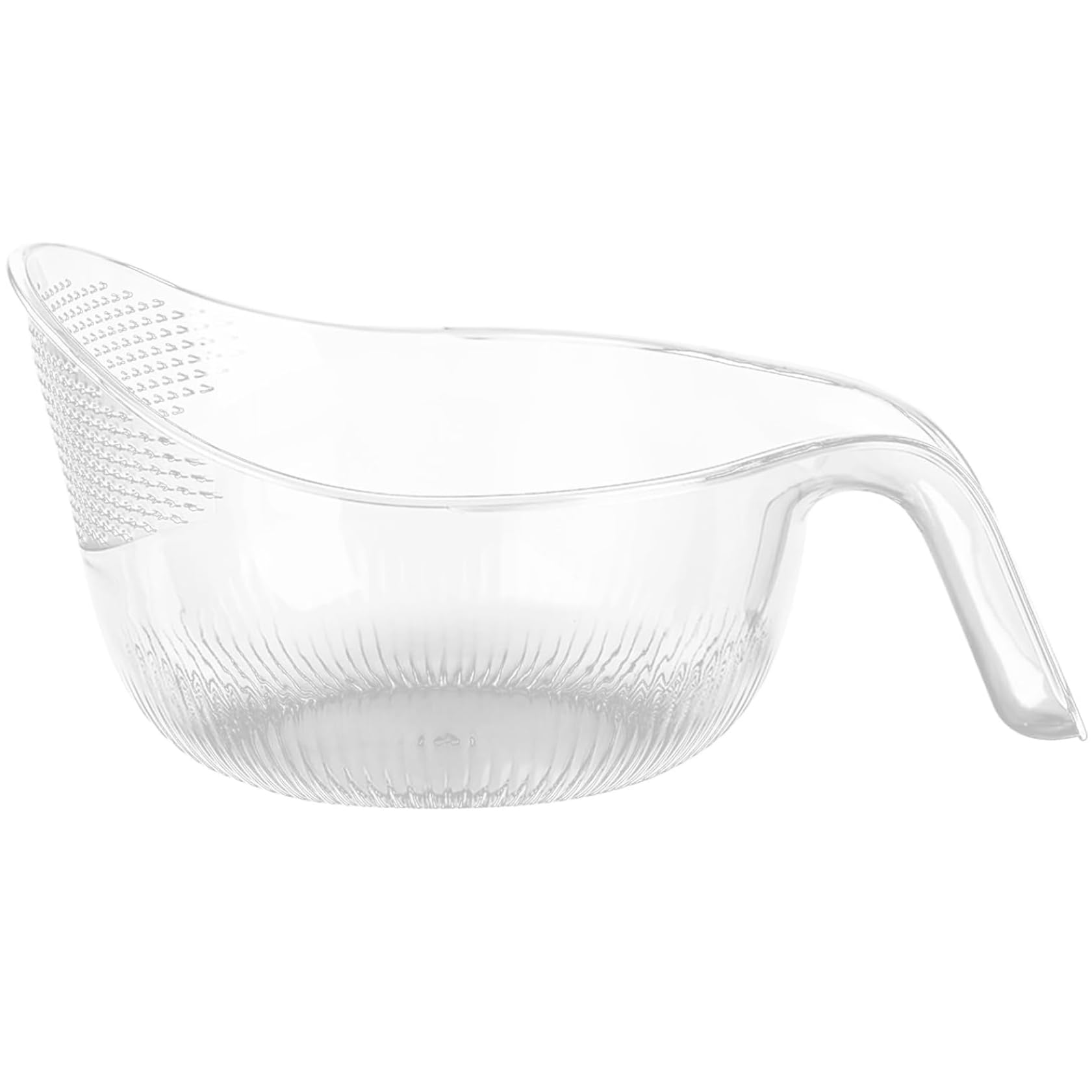 Hperu 9x5 Inch Rice Strainer, Bpa Free Plastic Rice Washer with Fine Holes and Ergonomical Handle Multifunctional Fruit Washing Bowl Transparent
