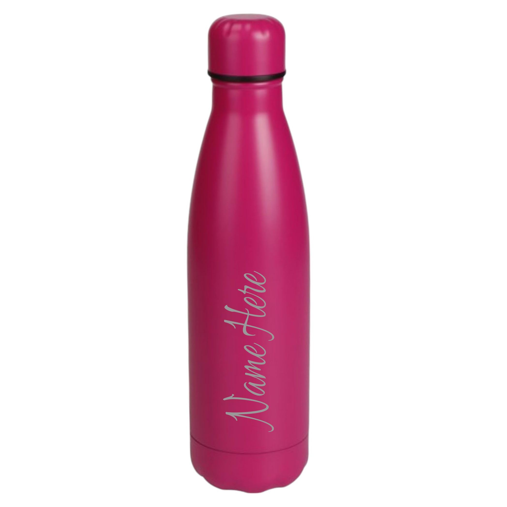 Personalised Engraved 500ml Insulated Water Bottle with Any Name Hot or Cold Drinks Selection of Colours (Hot Pink)
