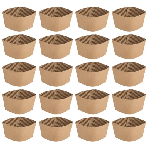 Luxshiny Manchon Gobelet Carton 100 PièCes - ProtèGe-Tasse Chaud En Papier Ondulé RéSistant À La Chaleur Pour Café Thé Et Boissons Chaudes Universel Et AntidéRapant IdéAl Pour Maison Et Bureau