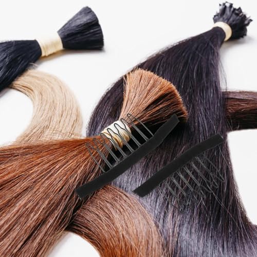 Clips à pression pour perruques noirs : lot de 100 peignes 7 dents résistants