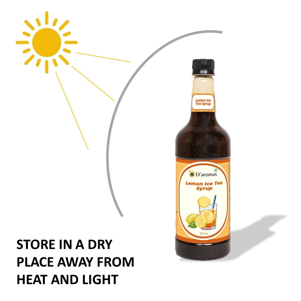 D'aromas Bubble Gum Ice Tea Fruit Syrup Mocktail, 875ML, Liquid | Premium Cafe-Style Syrup – Sweet & Fun Flavor for Mocktails, Beverages, Desserts & Coffee | Perfect for Home, Cafe, Bar & Restaurant Use (875ml, Lemon) 3