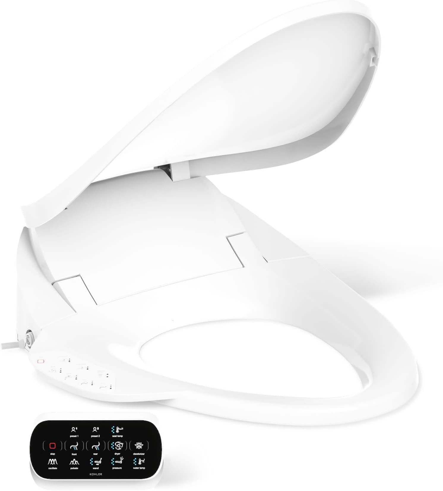KOHLER PureWash E750 Elongated Heated Bidet Toilet Seat, White with Touchscre...