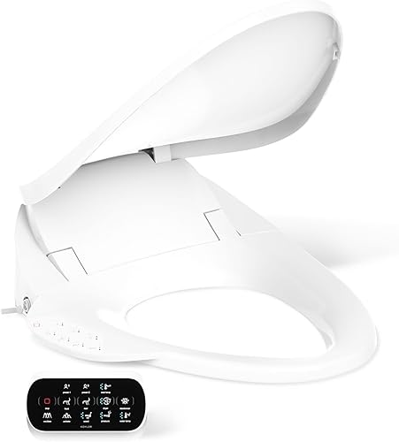 Kohler PureWash E750 Asiento de Inodoro Bidé Alargado con Calefacción, Blanco con Control Remoto de Pantalla Táctil, Tapa de Cierre Silencioso