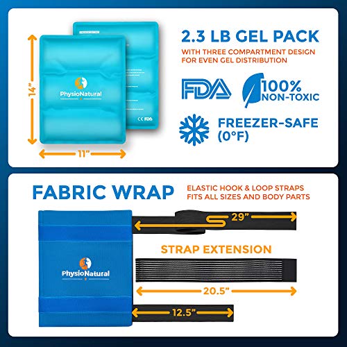 Universal Large Flexible Gel Ice Pack & Wrap - Cold Therapy For Your Hips, Shoulders, Elbow, Back, Knees – Instant Pain Relief For Injuries, Recovery, Swelling, Aches, Arthritis, Bruises & Sprains #TOP4