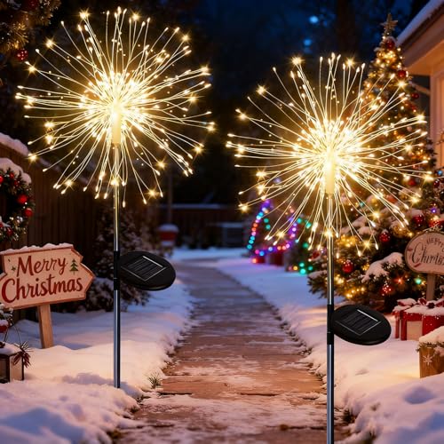 yowin Gartendeko Solarleuchten 2 Stück 150 LED Weihnachtsbeleuchtung...