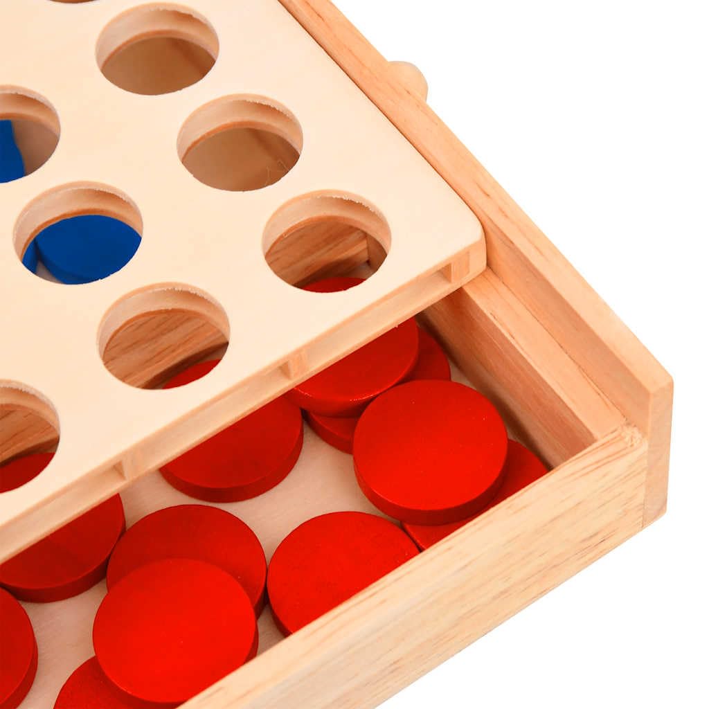 Vier gewinnt Spiel aus Massivholz 24x15x4 cm mit 42 Chips, Strategiespiel für Kinder und Erwachsene, Familienspiel für Spieleabend, Reise und Partyspaß mit logischem Denkspiel