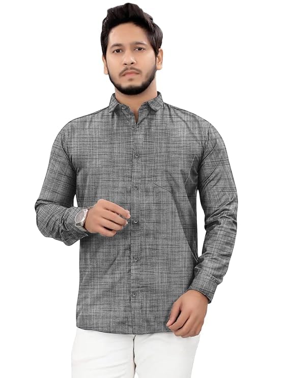 Image of Men's Pure Khadi Cotton Full Sleeves Striped Casaul Shirt