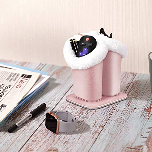 Image of FINTIE Plush Lined Double Eyeglasses Holder with Magnetic Base, Glasses Stand Case Organizer for Desk, Nightstand, Office
