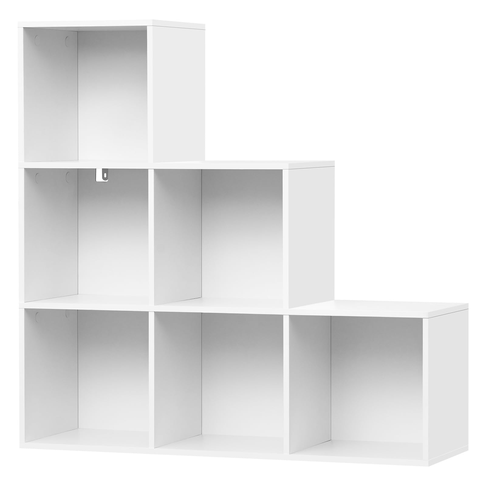 WOLTU Bibliothèque avec 6 Cubes, Étagère d'Escalier, Meuble de Rangement à Cubes, Étagère en Bois d'Ingénieriepour Salon, Chambre à Coucher, Bureau, 90x30x90cm, Blanc, SK061ws