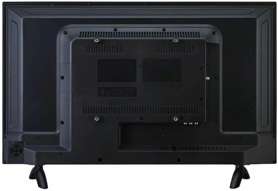 posterior view of RCA 42-inch TV showing mounting points and input ports.