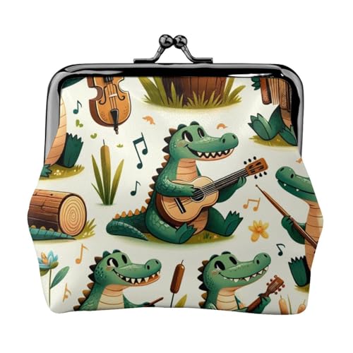 Pu Leather Buckle Coin Purse Gator-Music-Party Girls Kiss-Lock Change Purse Wallets