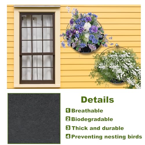 3PCS 16 Inch Half Round Planter Liners Fabric Plant Liners Half Circle Flower Basket Liners Replacement Felt Liner Coconut Liners Alternative for Wall Hanging Basket Planter