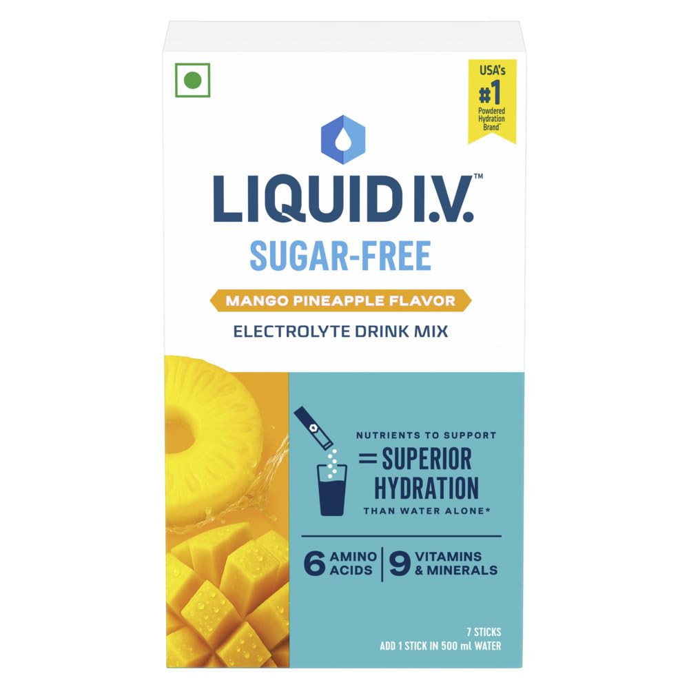 LIQUID I.V. SUGAR FREE - MANGO PINEAPPLE | 7 STICKS = 3.5L WATER | ELECTROLYTE DRINK MIX POWDER 7X10G |SODIUM, POTASSIUM & MAGNESIUM HYDRATION DRINK|NO SUGAR-picture-11