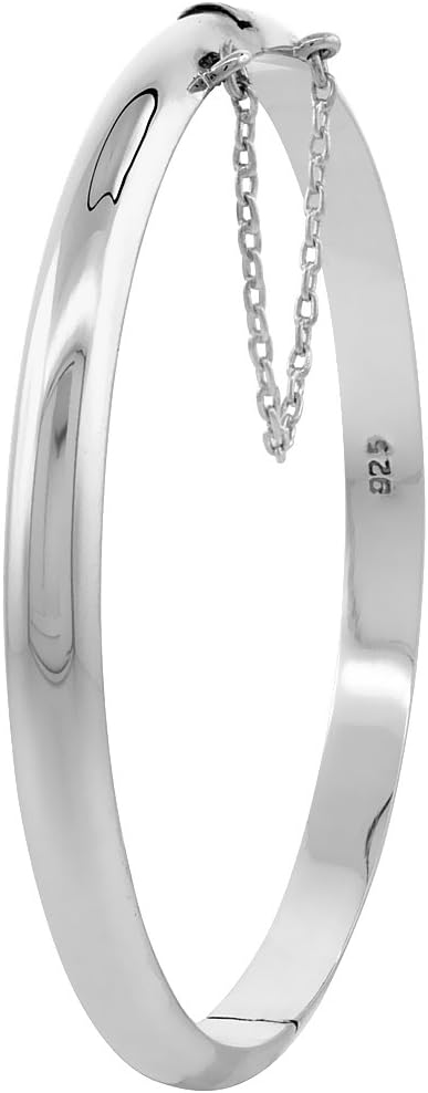 Sterling Silver Children's Bangle Bracelet Junior Size High Polished 3/16 inch Wide