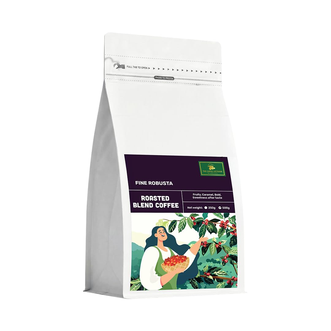 Fine Robusta Blended Whole Beans Coffee - 500 G | Preliminary Process | Blended Robusta | Vietnamese Whole Coffee Bean