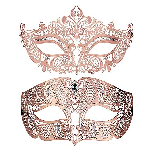 Image of Coddsmz Couples Venetian Masquerade Mask Set Luxury Style Princess Party Mask for Couples Women and Men Mardi Gras Masks