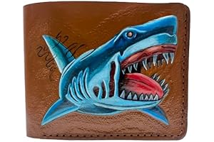 3D Killer Shark Wallet, Hand Carved Genuine Leather Wallet
