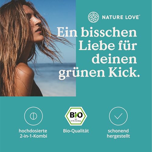 NATURE LOVE® Bio Spirulina + Bio Chlorella - je 3000mg Spirulina & Chlorella pro Tagesdosis - 500 Tabletten - Ohne Zusätze und Bio zertifiziert - Hochdosiert, laborgeprüft und vegan