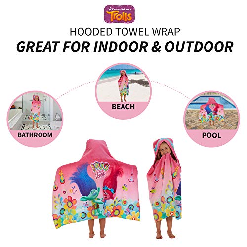 Image of Trolls Bath /Pool /Beach Cotton Terry Hooded Towel Wrap, 24 In x 50 In, By Franco Kids