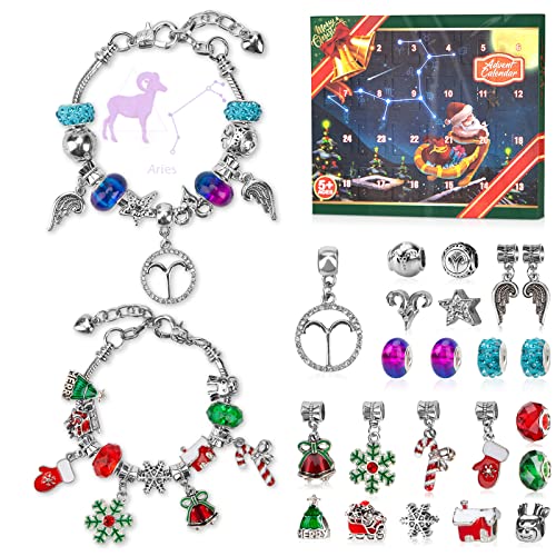 Advent Calendar 2022 Girls Zodiac Constellation Bracelet Making Kit, 24 Days Countdown Christmas Advent Calendar With 2 Sets Diy Bracelets, Horoscope Gifts For Girls Teens Adult Age 5-18(Aries) #TOP6