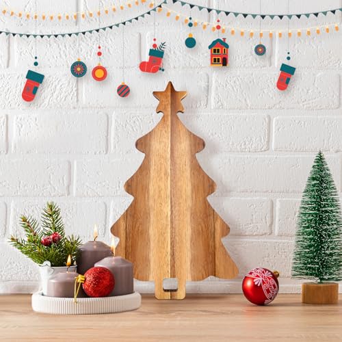 Tabla de cortar con forma de árbol de Navidad de madera de acacia miniatura 5