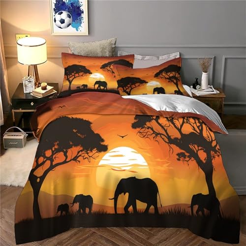 Housse de couette enfant safari pour lit simple 135x200