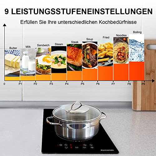 Thermomate-30cm-Placa-de-vitroceramica-incorporada-2-zonas-Sensor-tactil-Placa-de-cocina-electrica-32-kW-Temporizador-de-bloqueo-para-ninos