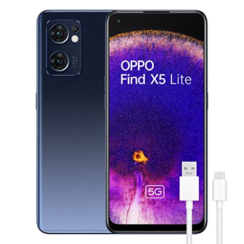 OPPO Find X5 Lite 5G - Smartphone 256GB, 8GB RAM, Dual SIM, Pantalla 6,43”, Cámara 64MP+8MP+2MP, Vídeo 4K, Batería 4500mAh, Carga Rápida 65W – Negro