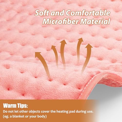 Image of Electric Heating pad for Back Neck Shoulder Knee Arms Legs- Electric Heat Pads with 6 Heat Settings & Auto Shut Off &Dry /Moist Heat Heating Pad for Birthday Mother Father Girl Men Women, BabyPink