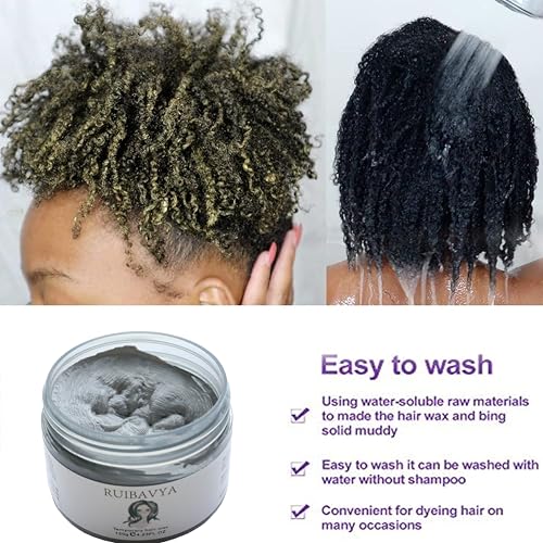 Foto von Haarfarbe Wachs Instant Haarfärbemittel Einweg-Haarschlamm Natürliche Frisur Creme Unisex Temporäre Modelliermasse Pomade Grau