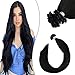 Produktbild Ugeat Keratin Bonding U Tip Hair Extensions 100% Remy Echthaar Pre Bonded Fusion Haarverlangerung Dunkelstes Schwarz 60cm (1G/S, 50Stuck/Paket)