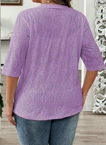 Image of Eytino Plus Size Cardigan for Women Half Sleeve Knitted Jacquard Summer Kimono Cover up Tops(1X-5X)