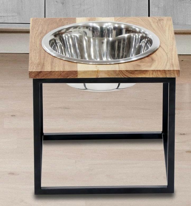 MAGIC PET STORE Square Wood Top Feeder Pet Diner with Stainless Steel Pet Bowl |Double Feeding Bowl Diner with Elevated Stand for Providing Food and Water to Beloved Dog, Puppies & Cats (11009N-Large) (B0CRR5NK9H) Amazon Price History, Amazon Price Tracker