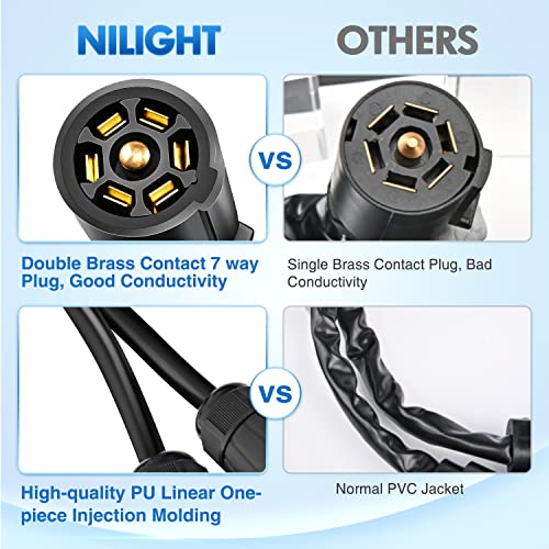Image of Nilight 7 Way Trailer Plug Y Pigtail Splitter Double Brasse