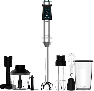 Cecotec Batidora de mano Power TitanBlack 1500 XL PerfectCream&Crush. 1500 W, Tecnología CrossBlades con Cuchillas de 4 hojas, Pie XL, Incluye Picadora, Varillas batidoras y Pasapurés