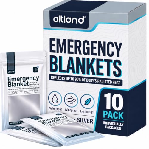 Image of Altland 10 Pack of Emergency Blankets for Winter Survival and Preparedness