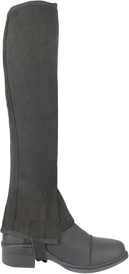 Demi-chaps En Daim Charras - Couleur Palomino - Accents Cuir Ornés - Inutilisé