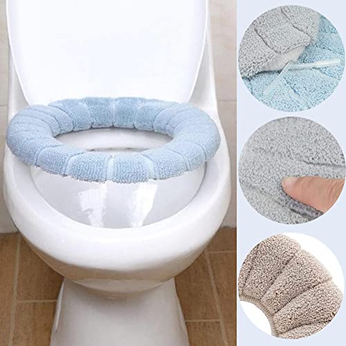 BESTZY WC- Sitzbezüge, 4 Stück WC Sitzwärmer Toilettensitzabdeckung Waschbar Tuch Toilettensitzbezug Pads, Warmes Toilettensitzkissen Toilettensitz Abdeckung – Bild 6
