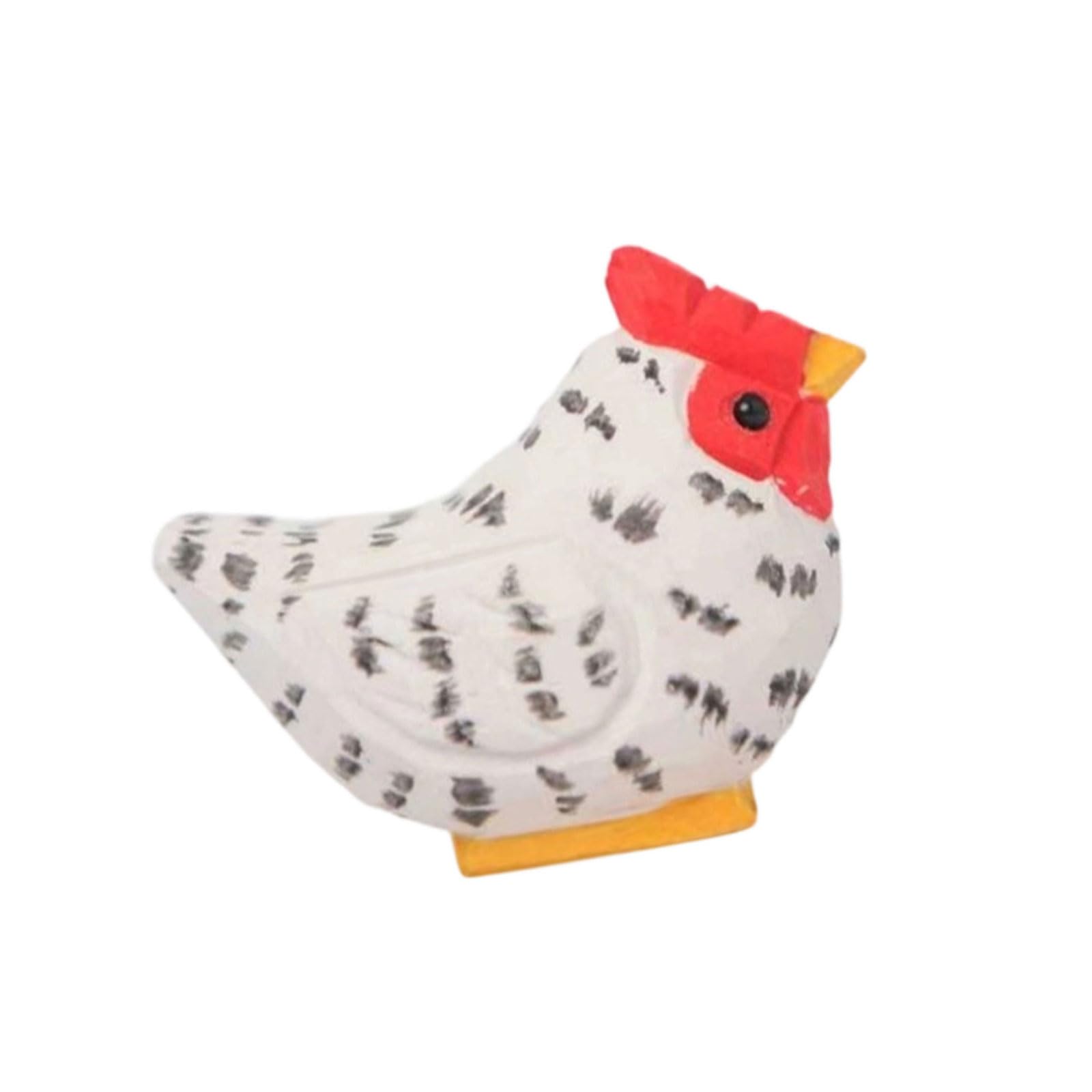 TRQQWPM Hand Carved Hen Figurines Miniature Wood Chicken Statues Carved Small Animal Sculpture Table Ornament for Home Decors Animal Sculptures