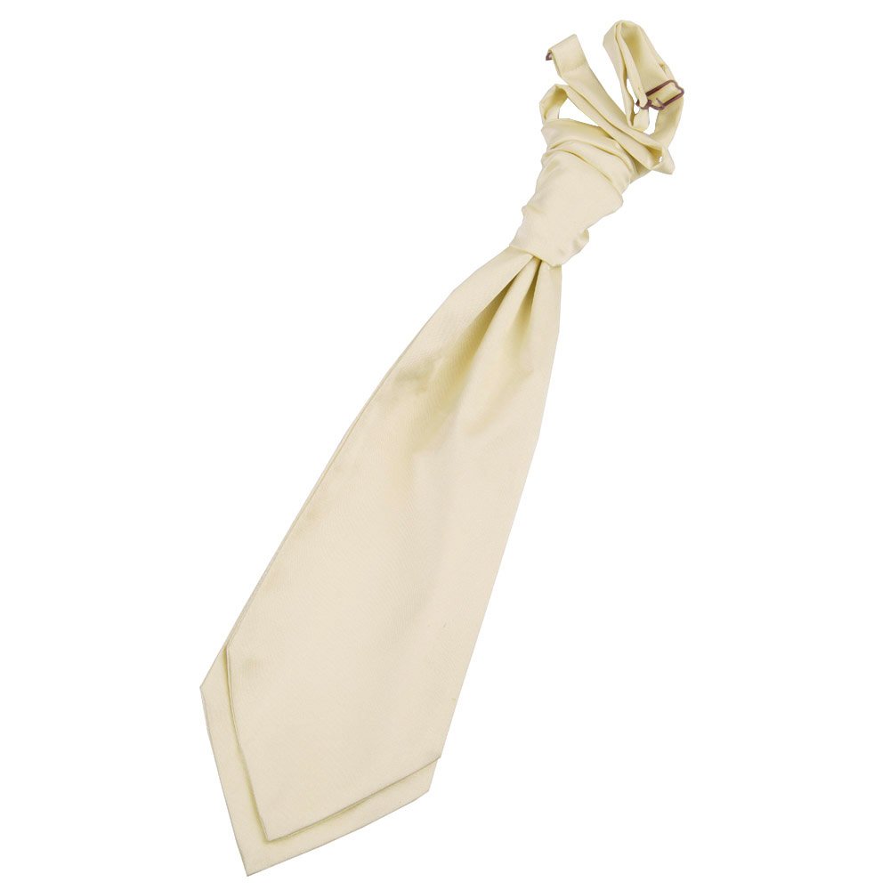 DQT Mens Plain Satin Pre-Tied Scrunchie Cravat – Ruche Ascot Tie for Wedding Business & Formal Wear - Champagne